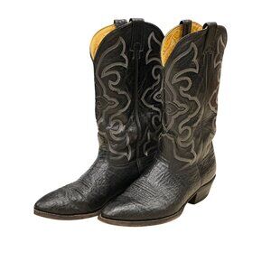 Mens Black Nocona Vintage Leather Western Cowboy Boots Size 10 D Made in USA